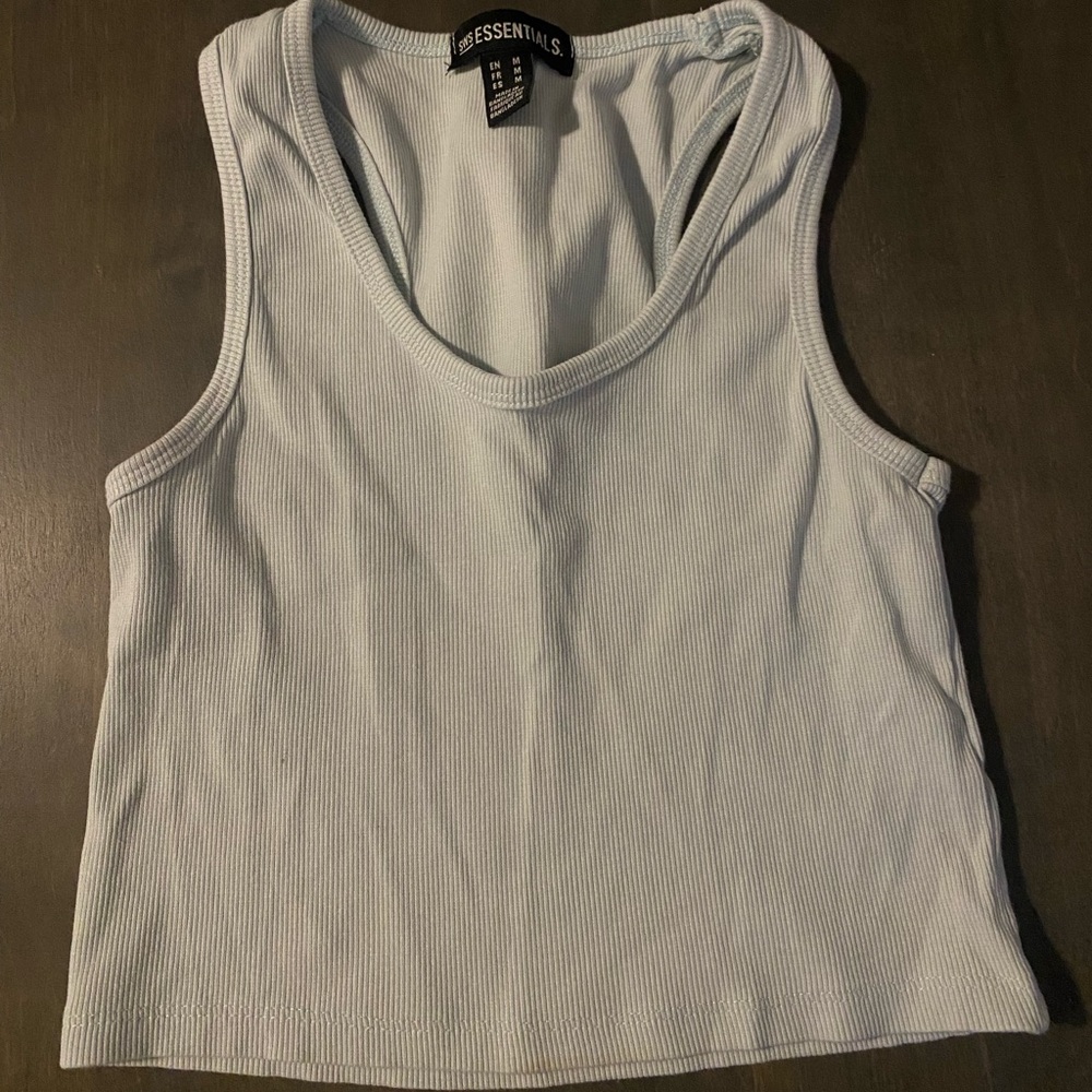 Essentials Women's Sky Blue Ribbed Tank Top